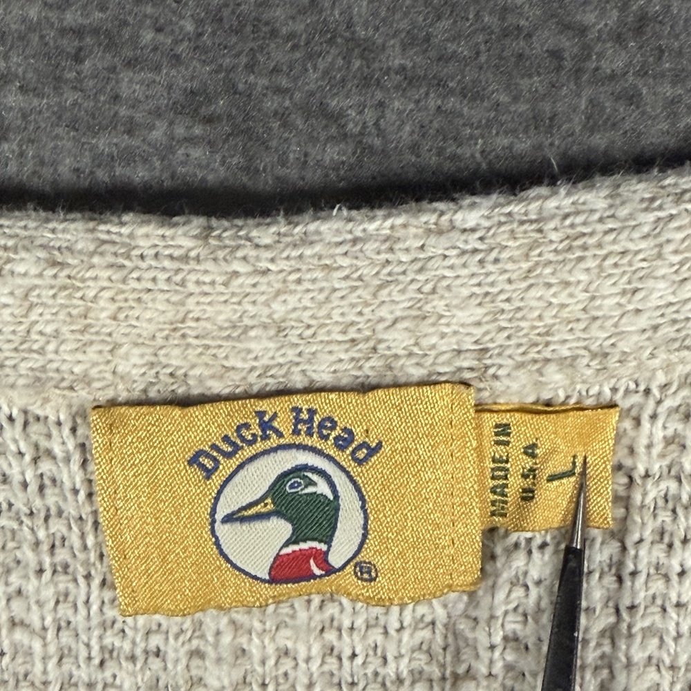 VTG Duck Head Sweater Vest Mens Large Cream Button Front USA Made Preppy V Neck - Picture 4 of 9